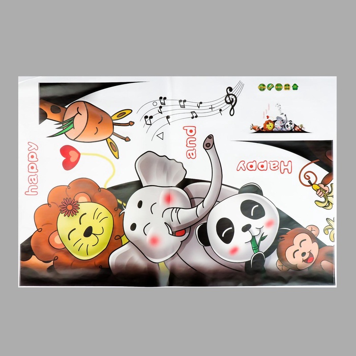 Наклейка интерьерная «Зверята шпионы», пластик, 60×90 см