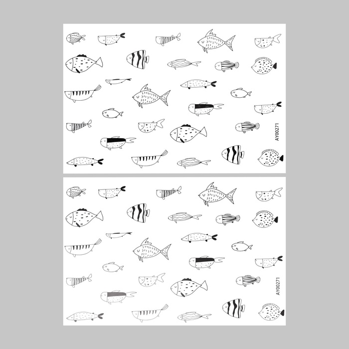 Наклейка интерьерная интерьерная чёрная «Рыбки», пластик, набор 2 листа 40×60 см