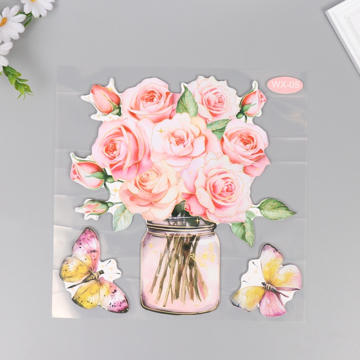 Наклейка интерьерная «Розовые розы», пластик, 40×31 см